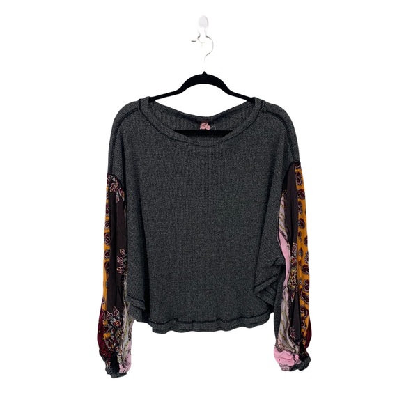 We The Free Tops - We The Free Gray Waffle Boho Sleeve Top Size Small